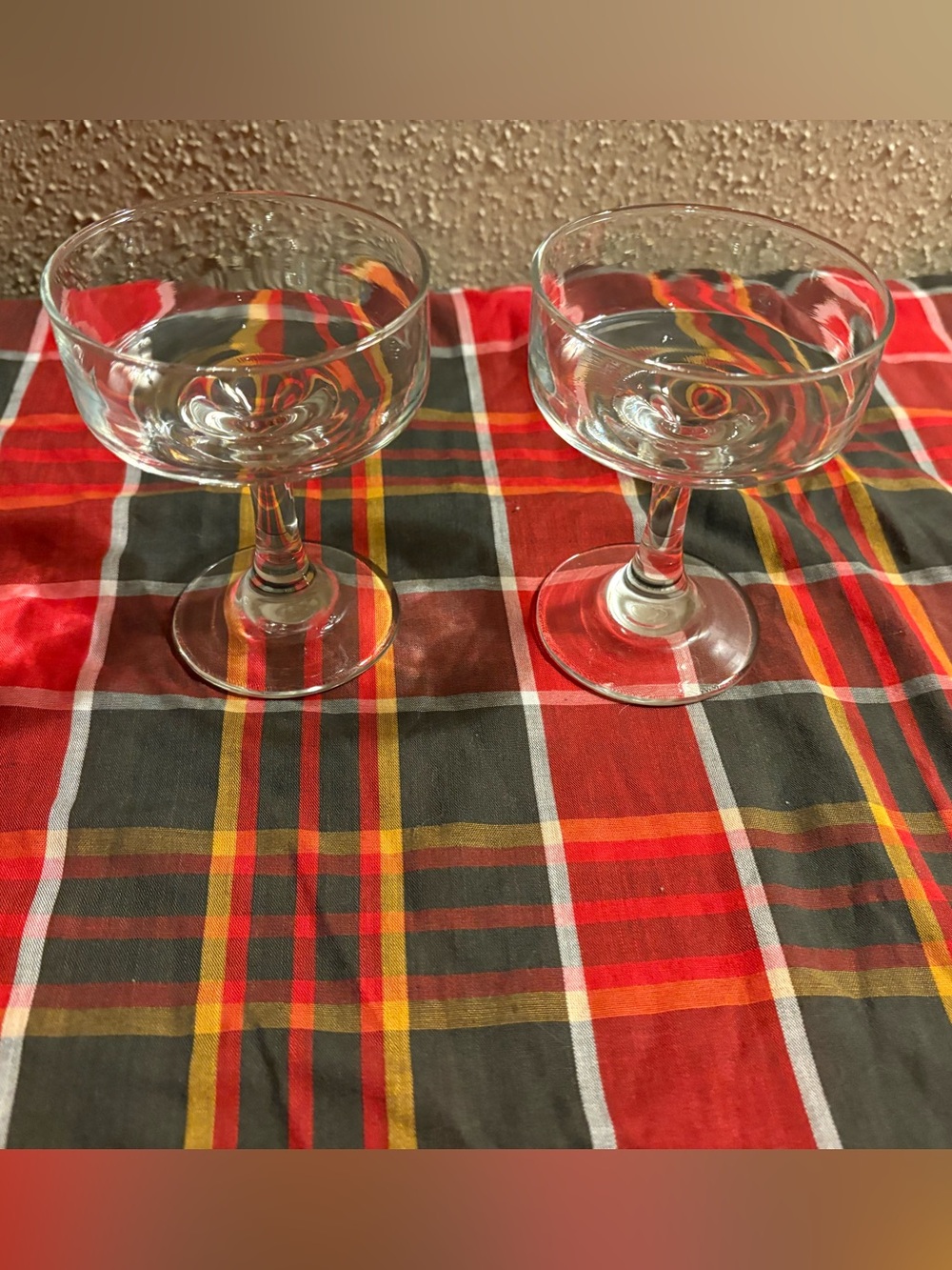 Vintage Clear Glass Coupe Dessert / Champagne Coupes - Set of 2